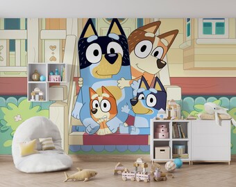 Kids Popular Characters Wallpaper Self-Adhesive Vinyl Wall Mural Kids Room Wall Art BLU14