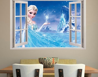 Sticker mural 3D Elsa La Reine des neiges C039