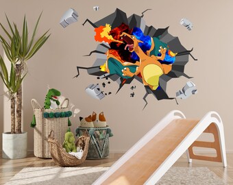 Autocollant Mural 3D avec personnages populaires pour enfants, décalcomanie, trou fissuré, décoration de maison, Art Mural E54