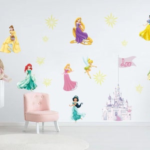 Disney Princess Set PERSONALIZED Custom Name Wall Sticker Decal WC142