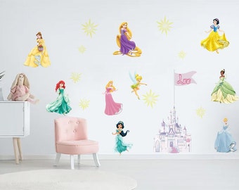 Disney Princess Set PERSONALIZED Custom Name Wall Sticker Decal WC142