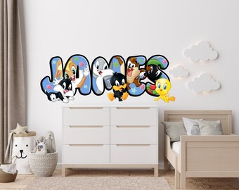 Kids Movie Characters Personalized Custom Name Wall Sticker Decal E26