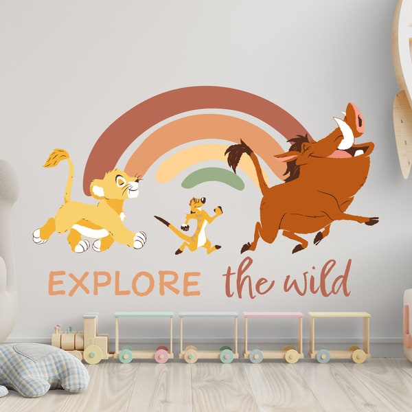 Lion King Simba, Timon & Pumbaa Amovible Wall Sticker Decal Mural Home Decor Art E01