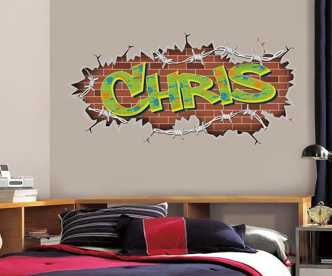 Graffiti Custom Name Decal WALL STICKER Home Decor Art Mural Etsy