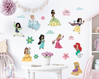 Cute Disney Princess Removable Wall Stickers Decal For Girls Room - Nursery, Flowers