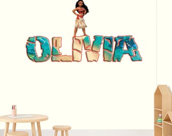 Moana Personalized Custom Name Wall Sticker Decal WP32