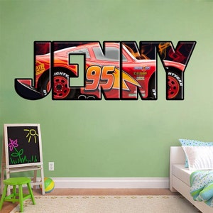 Lightning Mcqueen Personalized Custom Name Wall Sticker Decal WP10