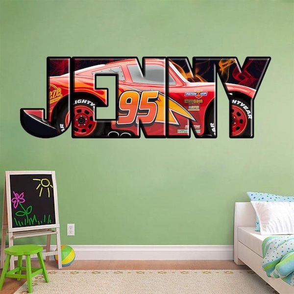 Lightning Mcqueen Personalized Custom Name Wall Sticker Decal WP10