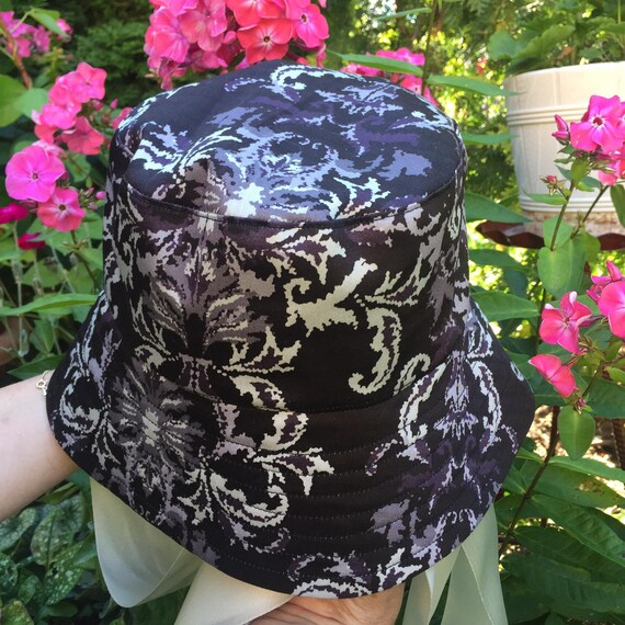 Bucket Hat White Black Vintage Retro Satin Bow Cream  display picture 3