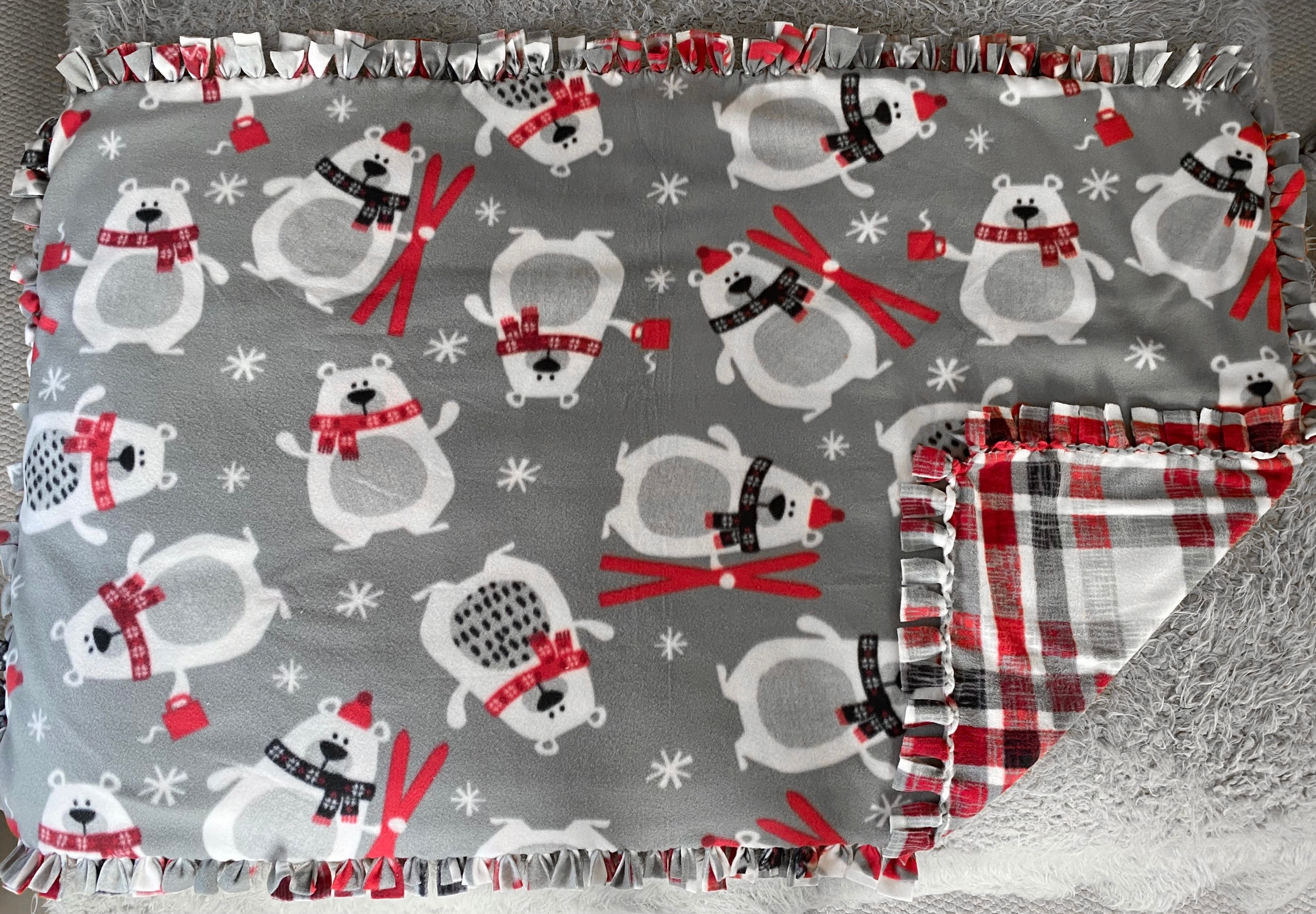 Winter Polar Bears Fleece Knot Blanket Etsy