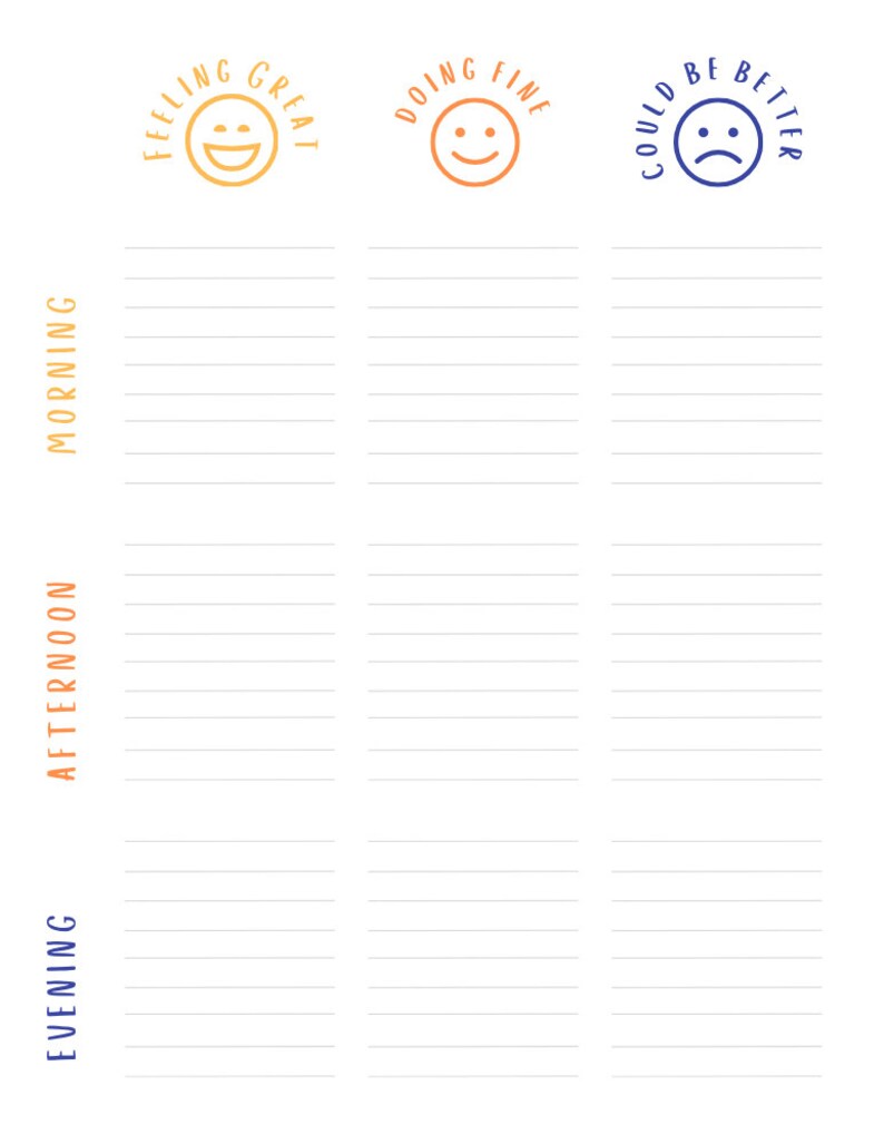 Daily Routine Printable - Mental Health/energy Level Management - Etsy