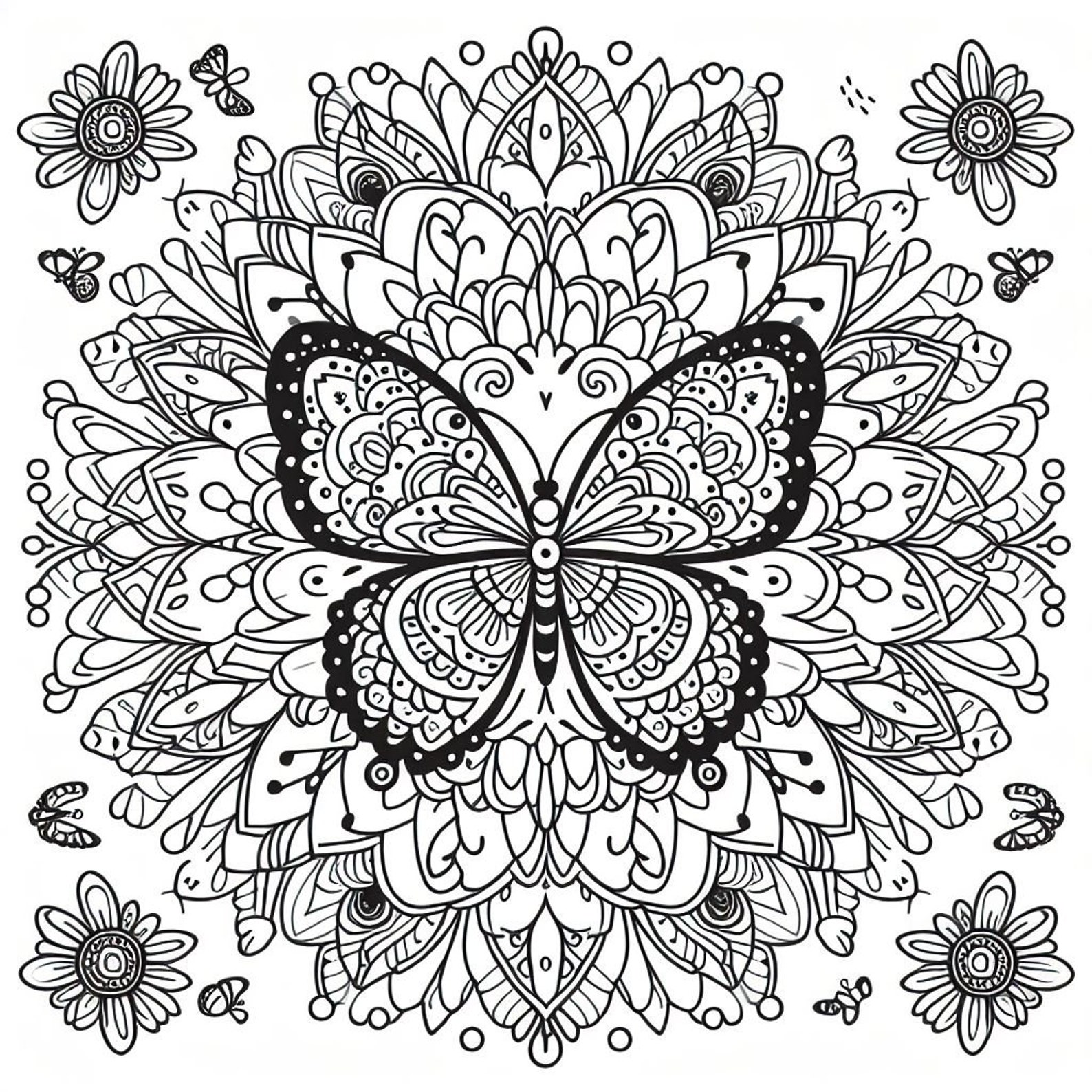Butterfly Mandala Coloring Page - Etsy