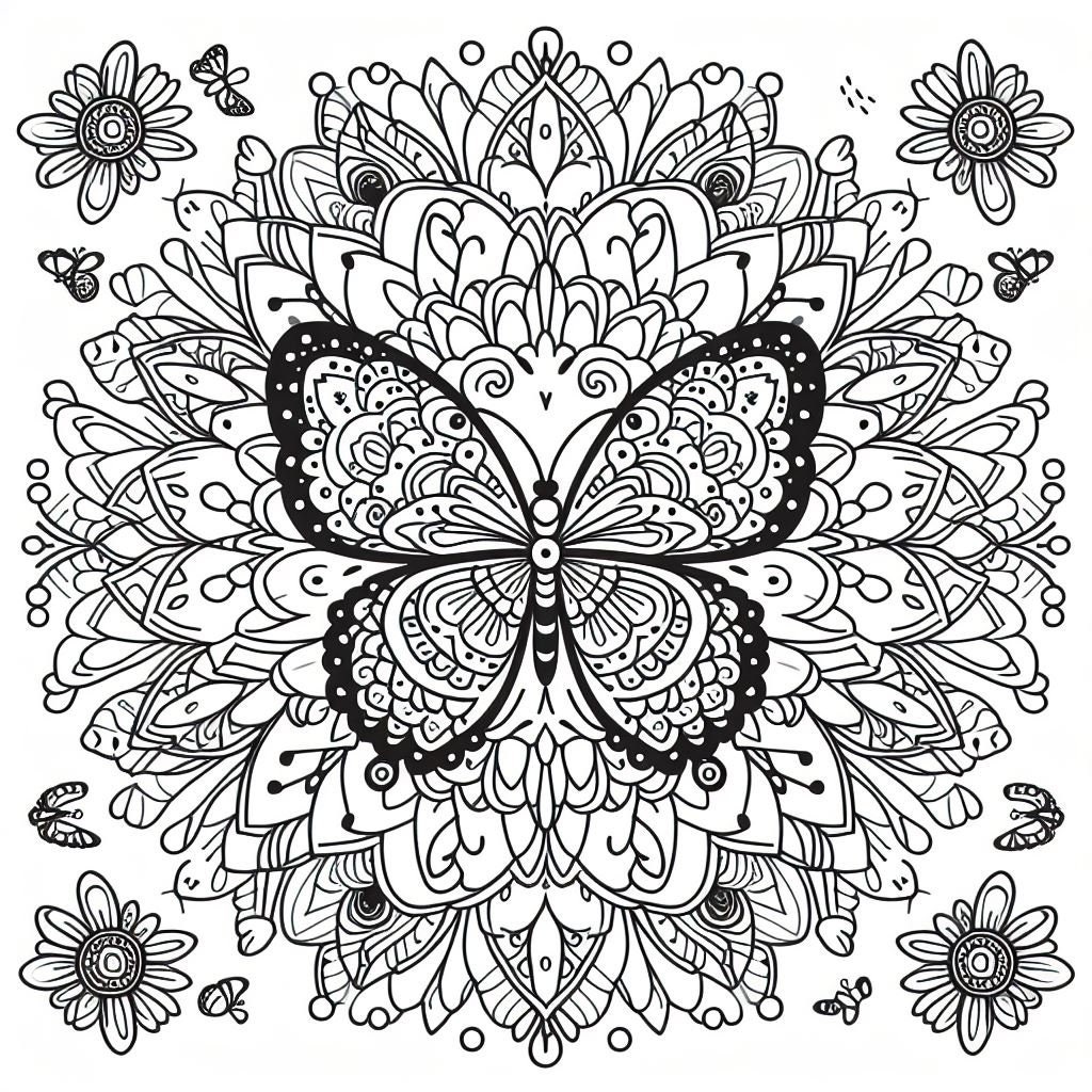 Butterfly Mandala Coloring Page - Etsy