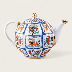 Teapot, 650 ml, Russian Lubok Service, Imperial Porcelain (Lomonosov)