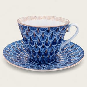 Tasse à thé, Service Forget Me Not, pièce neuve. Manufacture Impériale de Saint-Pétersbourg, Lomonosov Porcelain Factory, Lomonossov