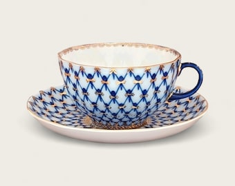Teacup with saucer, Cobalt Service, Imperial Manufactory of St. Petersburg, Formerly Lomonosov Porcelain Factory