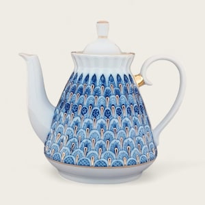 Tetera, juego No me olvides. Fábrica Imperial de Porcelana de San Petersburgo, Fábrica de Porcelana Lomonosov, Lomonosov