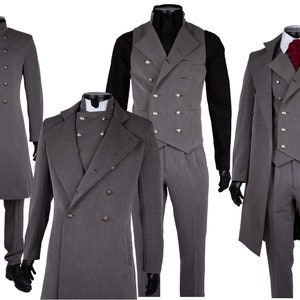 Three Piece suit, Victorian men's suit, Double Breasted waistcoat, overcoat and trousers, Classic gentleman's suit, wedding suit for man image 1