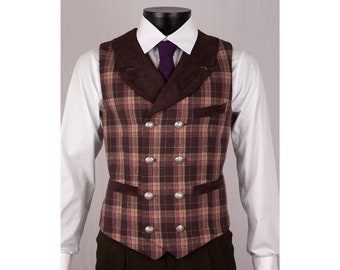 Chaleco, chaleco de doble pecho con cuello, chaleco de hombre en estilo clásico y vintage Peaky Blinders. Perfecto para traje de boda.