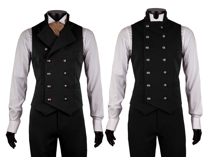 Three Piece suit, Victorian men's suit, Double Breasted waistcoat, overcoat and trousers, Classic gentleman's suit, wedding suit for man image 5