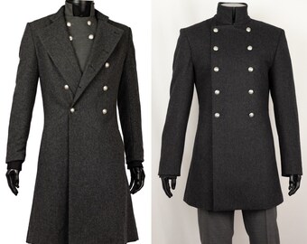 Overcoat in Wool, Made to measure, Victorian Steampunk Single / Double Breasted,  Gentlemen's coat, frock coat, Groom, custom tailormade