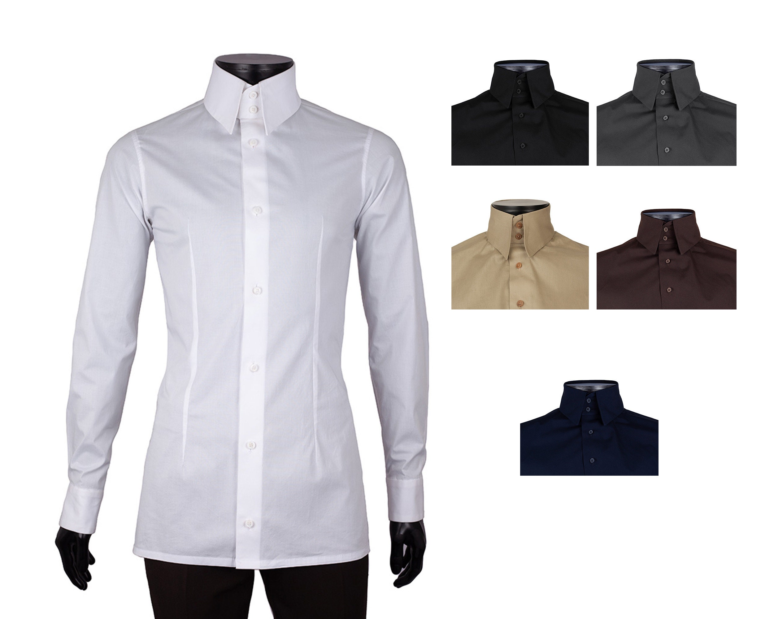 High Collar Shirt Etsy UK