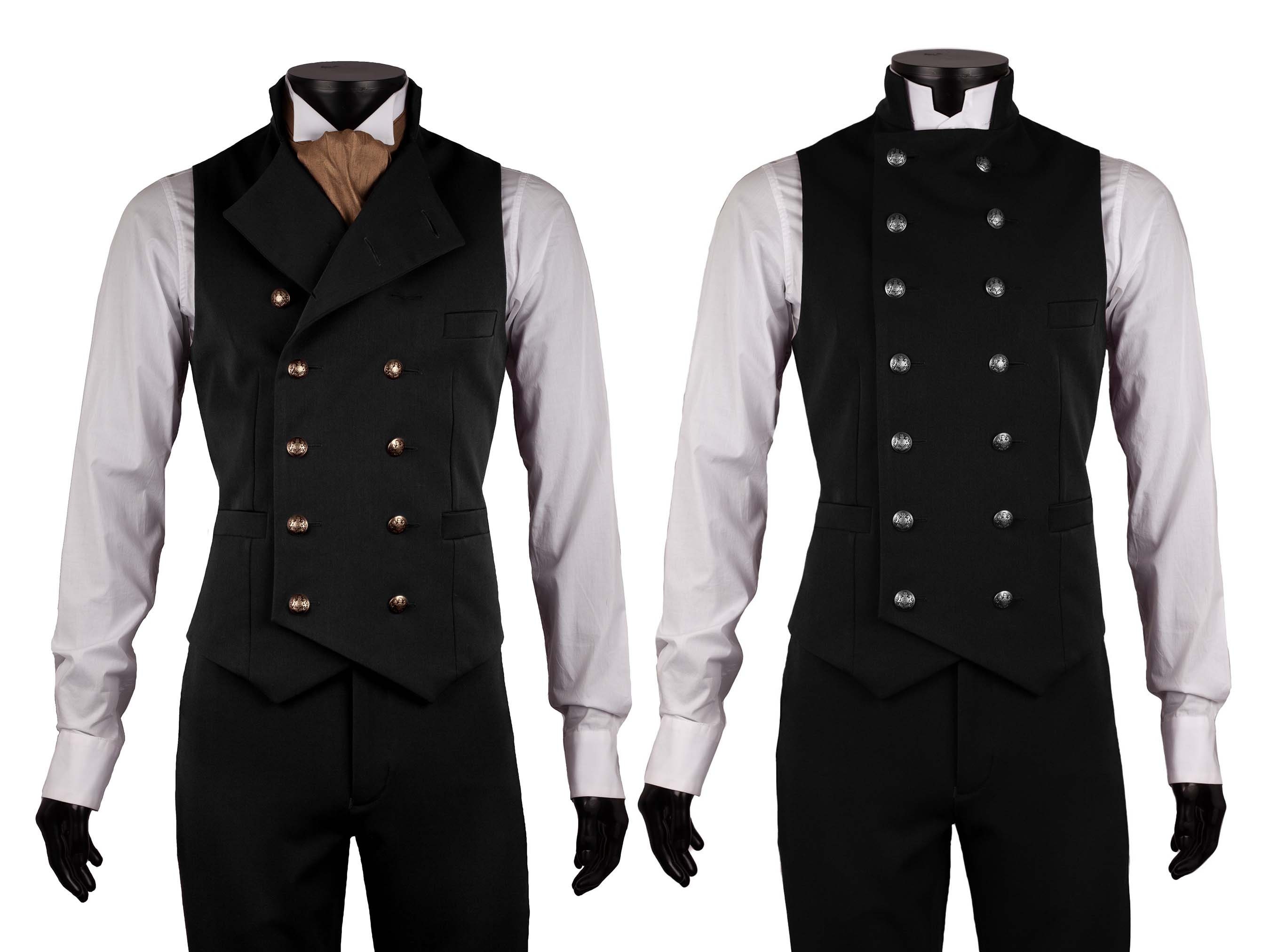 Double Breasted Waistcoat Trousers by Excalibur Belgium Victorian Vintage Vest for Men Dandy Style Steampunk Made to Measure Black Etsy UK