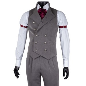 Three Piece suit, Victorian men's suit, Double Breasted waistcoat, overcoat and trousers, Classic gentleman's suit, wedding suit for man image 4