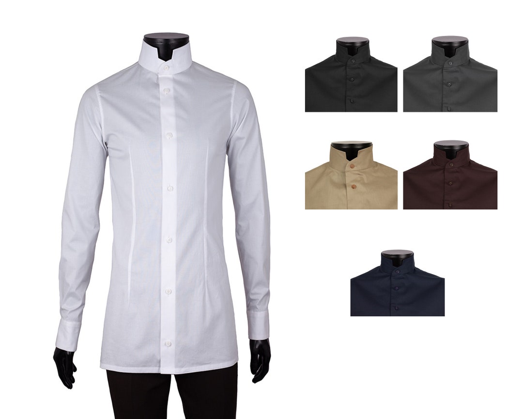 Removable Collar Camicia Retro The Priest Fitted Dress Shirt