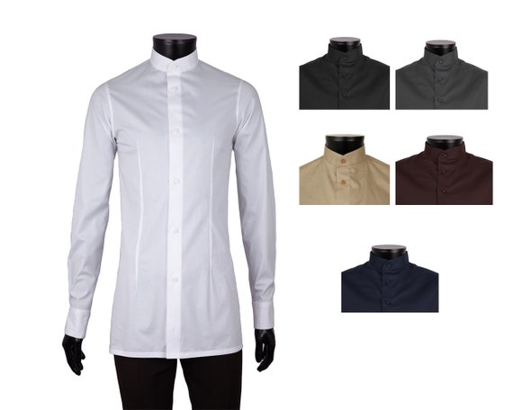 The Monk Fitted Dress Shirt, Band Collar, Mandarin Collar, Made to Measure,  Dandy Victorian Steampunk Gothic Pre-war Mens Shirt, Slim Fit - Etsy Hong  Kong