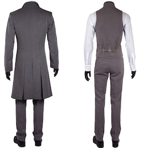 Three Piece suit, Victorian men's suit, Double Breasted waistcoat, overcoat and trousers, Classic gentleman's suit, wedding suit for man image 3