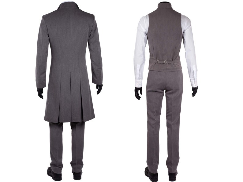 Three Piece suit, Victorian men's suit, Double Breasted waistcoat, overcoat and trousers, Classic gentleman's suit, wedding suit for man image 3