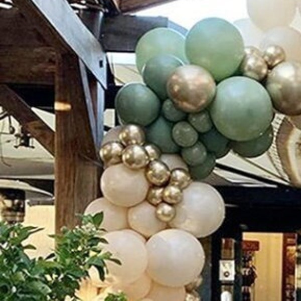 Balloons Arch Kit Sage Green Latex Balloons Eucalyptus DIY Birthday Wedding Party Baby Shower Decoration