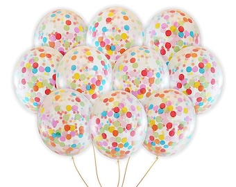 5 oder 10 Stück 12 ""Regenbogen Konfetti biologisch abbaubare Ballons, alles Gute zum Geburtstag Ballon, Regenbogen Geburtstag, Regenbogenparty, Geburtstagsdekoration."