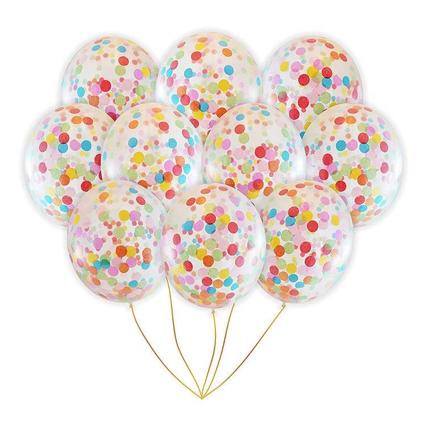 5 or 10pcs 12" Rainbow Confetti Biodegradable balloons , Happy Birthday Balloon, Rainbow birthday, Rainbow party, Birthday Decoration.