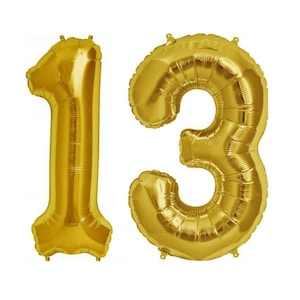 13 Number Balloon 13th Birthday Decorations Gold Balloons Birthday Balloons 13 Years Old Birthday Decoration 13 Anniversary Decoration