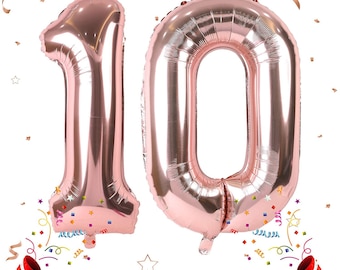 Rose Gold Number 10 Balloon, 10th Birthday Party Decor