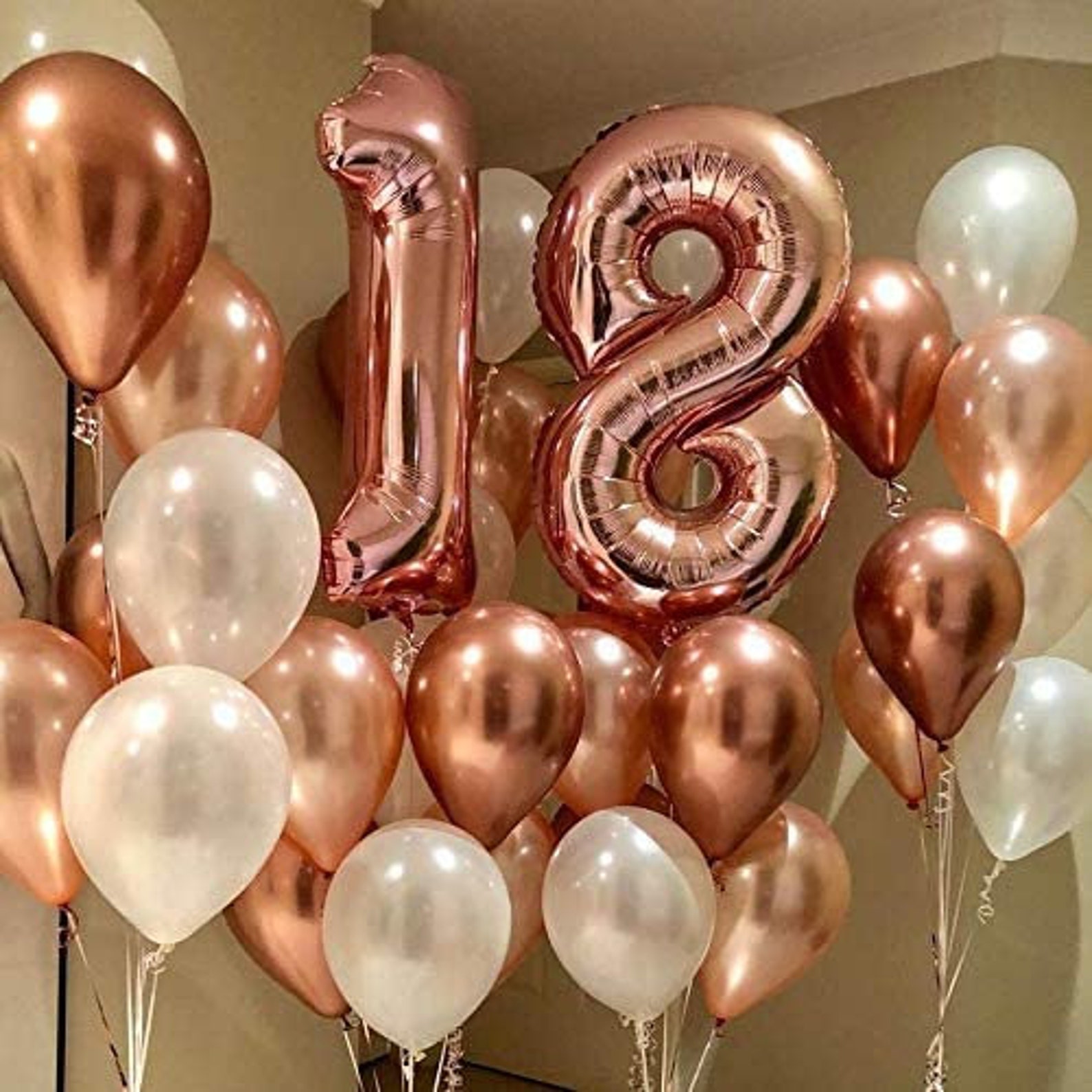 18 Number Balloon 18th Birthday Decorations Rose Gold Balloons - Etsy