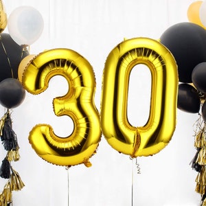 30 Number Balloon 30th Birthday Decorations Gold Balloons Birthday Balloons 30 Years Old Birthday Decoration 30 Anniversary Decoration