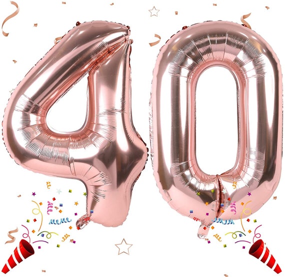 Feestelijke 40e Verjaardag Decoratie Set voor Vrouwen- Zwart en Roségoud Glitter