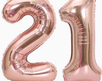 21 の数字のバルーン 21 歳の誕生日の飾り ローズゴールドのバルーン