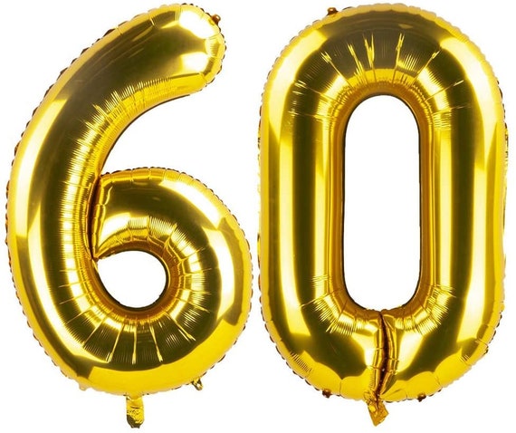 Globo de 60 números Decoraciones de cumpleaños número 60 Globos dorados  Globos de cumpleaños Decoración de cumpleaños de 60 años Decoración de  aniversario 60 -  México