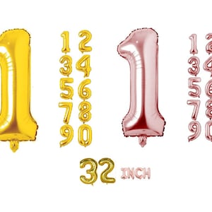 Giant 32 inch Number Balloon Gold Rose Gold Number Balloon  Balloon Number Happy Birthday Balloon Decoration Age Number 30th 21st 16th 18th.