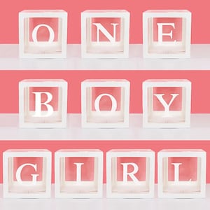 A-Z 0-9 Custom balloon box Personalised blocks Boy Girl Baby Shower Christmas decor Party DecorTransparent Cardboard Box & Letters, Numbers image 3