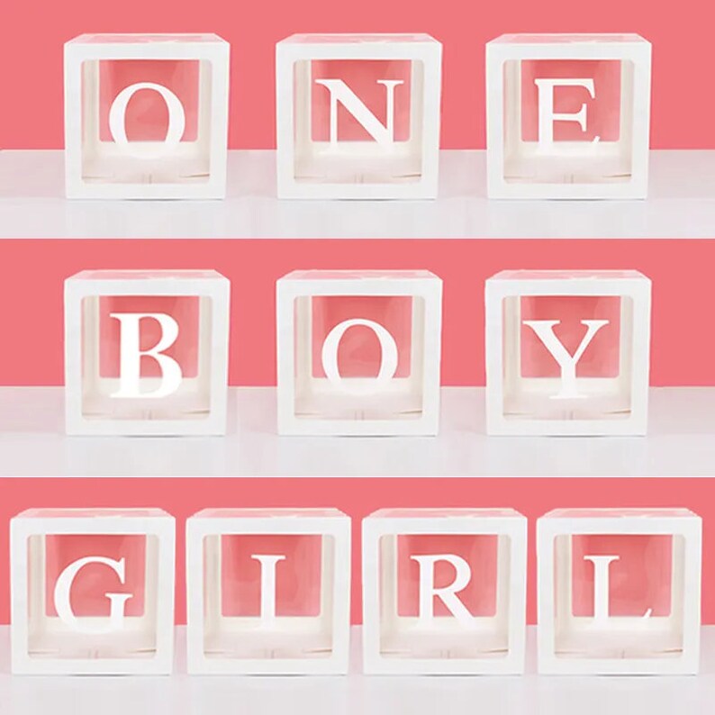 A-Z 0-9 Custom balloon box Personalised blocks Boy Girl Baby Shower Christmas decor Party DecorTransparent Cardboard Box & Letters, Numbers image 3