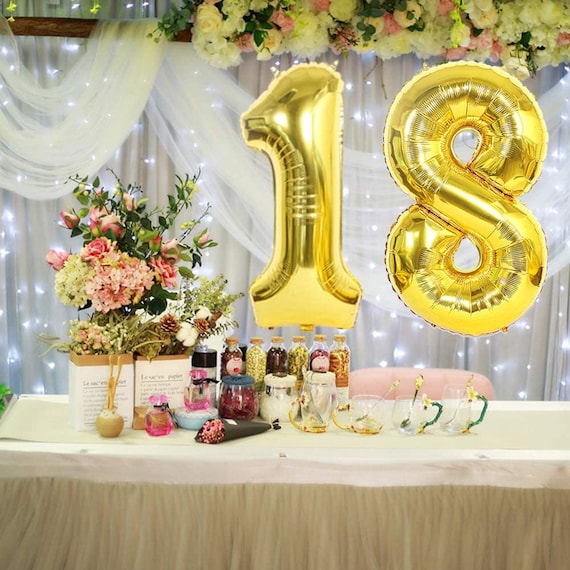 18. Geburtstag Deko Set | Schwarz Gold | Luftballons & Girlande