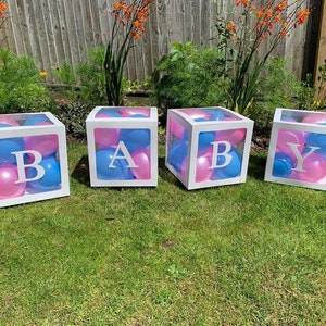 Baby Box, Baby Shower decoration, Gender Reveal decoration, Baby Balloon Boxes, Neutral baby shower decor, baby announcement Pink/Blue Balloons