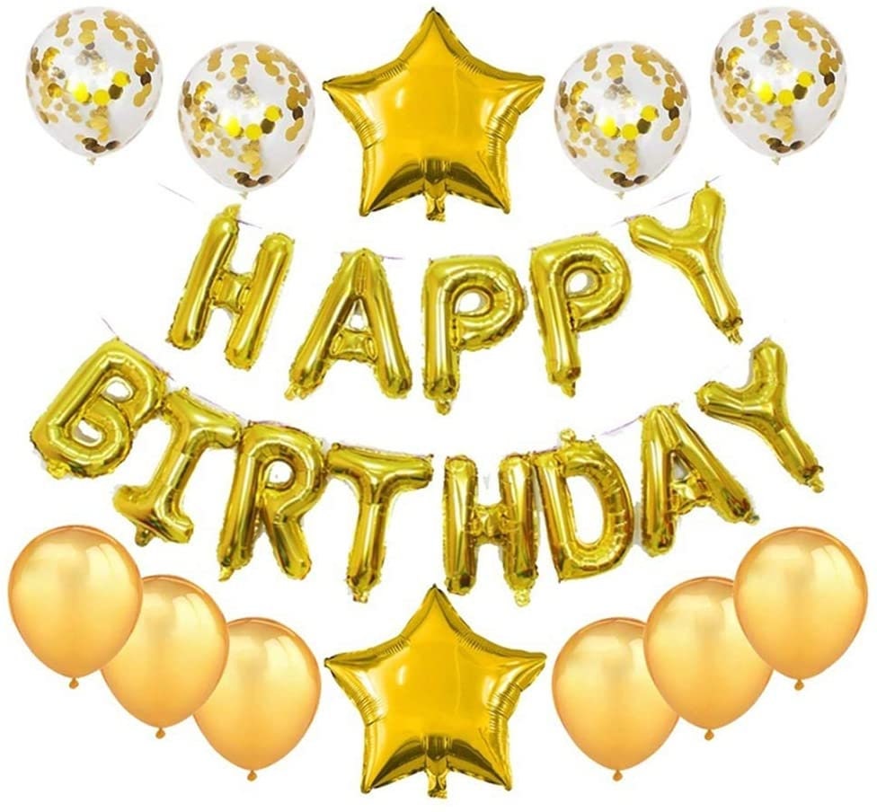 Happy Birthday Banner – Wimpelkette In Schwarz-Gold-Silber, Ca. 2 Meter, Für Partydeko