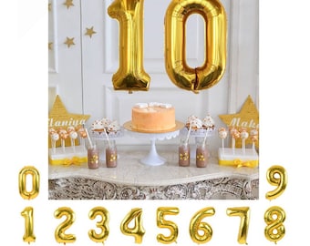 Giant 32" Gold Number Balloon, Birthday Party Decoration