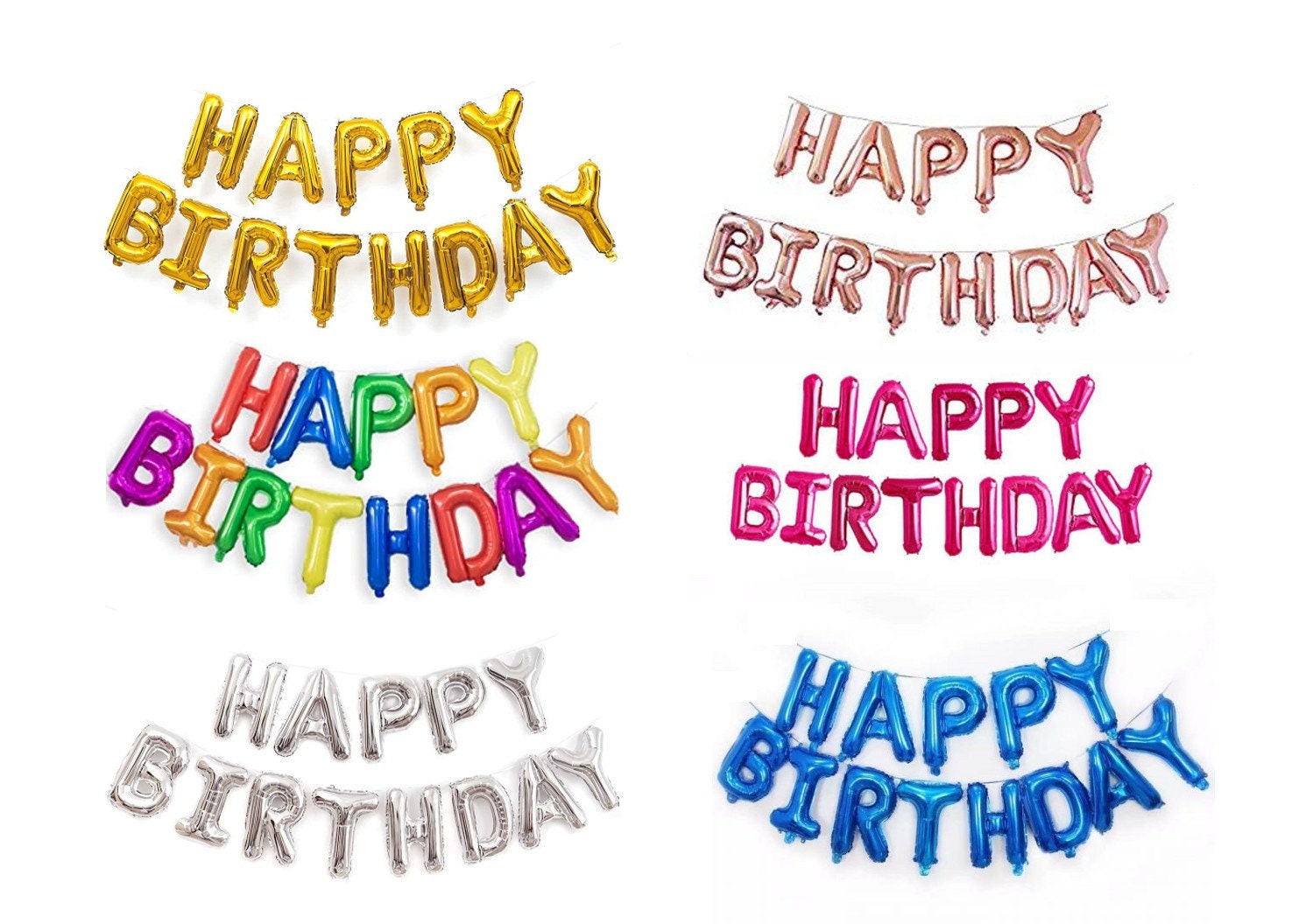 Large 16 Self-inflating Happy Birthday Banner Balloons - Etsy UK